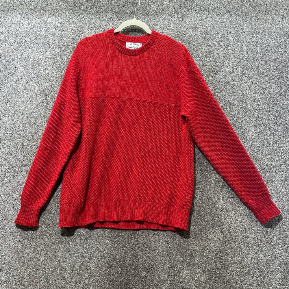 VTG Lake Harmony Rowing Club Crewneck Sweater Men Large Red Wool Textured USA
